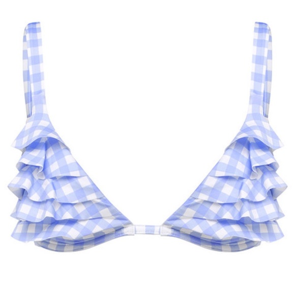Ephemera Sky Gingham Tiered Bikini Top sz US 4 NWOT - Picture 1 of 5